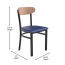 Flash Furniture XU-DG6V5BLV-NAT-GG Dining Chair w/ Solid Back & Blue Vinyl Seat - Steel Frame, Black thumbnail 3