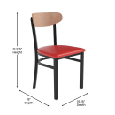 Flash Furniture XU-DG6V5RDV-NAT-GG Dining Chair w/ Solid Back & Red Vinyl Seat - Steel Frame, Black thumbnail 3