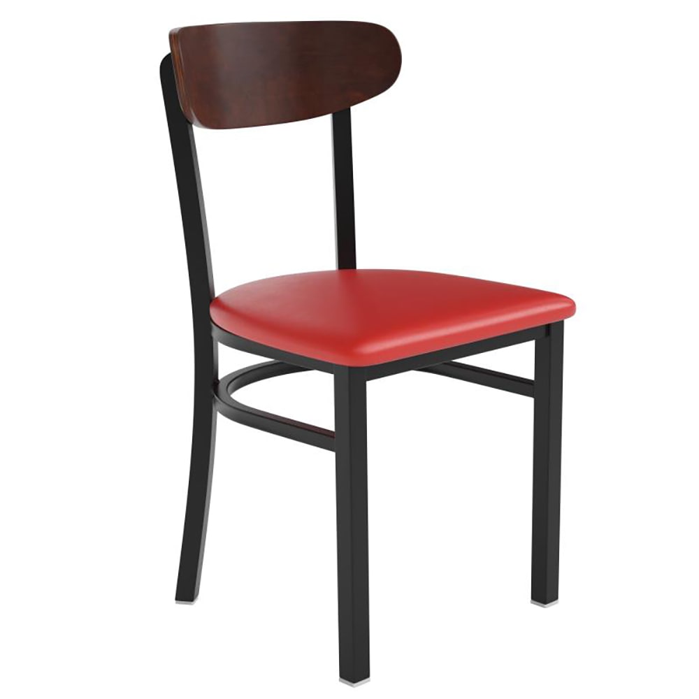 Flash Furniture XU-DG6V5RDV-WAL-GG Dining Chair w/ Solid Back & Red Vinyl Seat - Steel Frame, Black