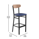 Flash Furniture XU-DG6V6BLV-NAT-GG Bar Stool w/ Boomerang Back & Blue Vinyl Seat - Steel Frame, Black thumbnail 3