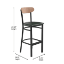 Flash Furniture XU-DG6V6GNV-NAT-GG Bar Stool w/ Boomerang Back & Green Vinyl Seat - Steel Frame, Black thumbnail 3