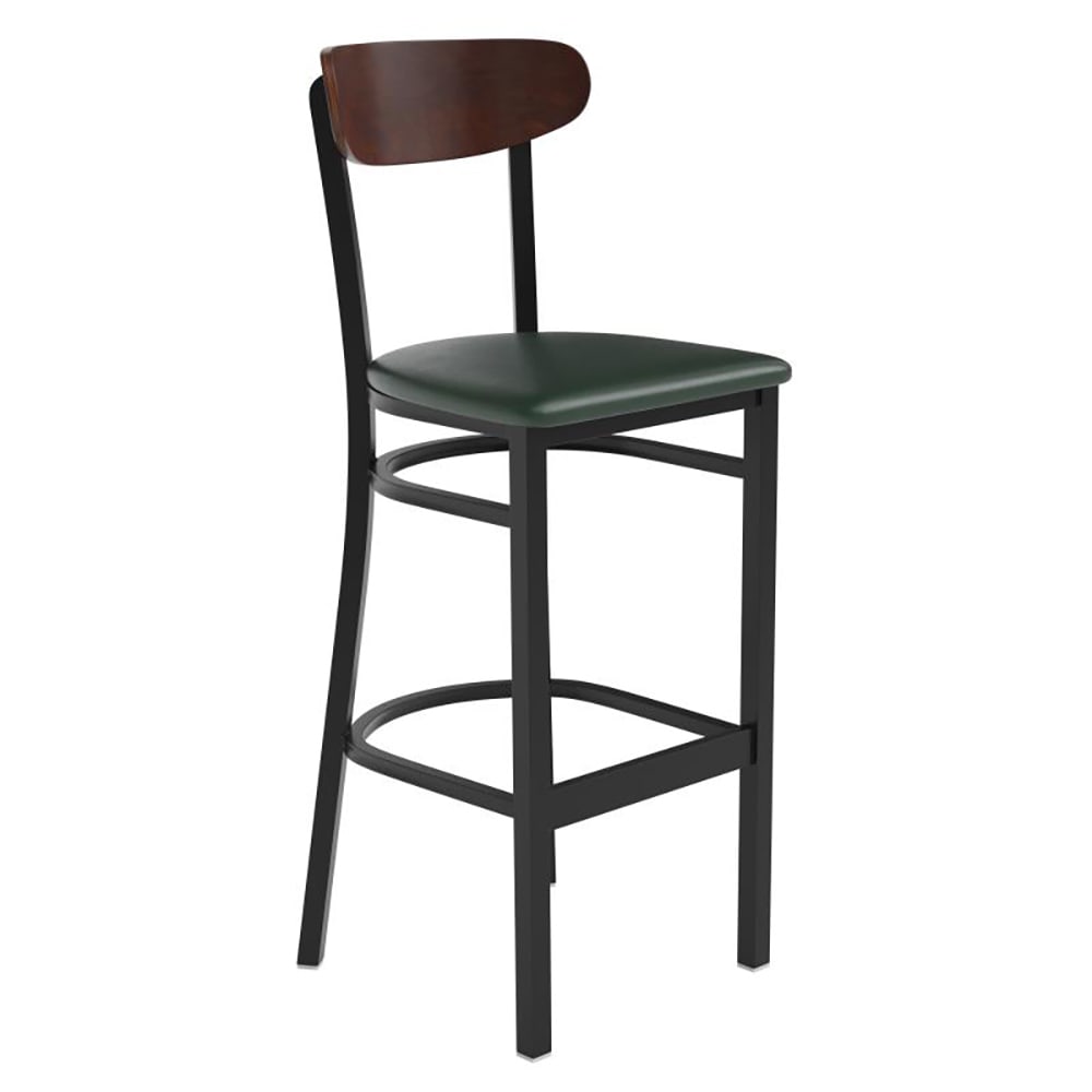 Flash Furniture XU-DG6V6GNV-WAL-GG Bar Stool w/ Boomerang Back & Green Vinyl Seat - Steel Frame, Black
