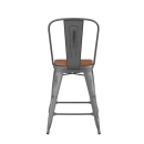 Flash Furniture XU-DG-TP001B-24-PL1T-GG Counter Height Stool w/ 24" Teak Wood Seat - Steel, Gray thumbnail 2