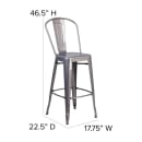 Flash Furniture XU-DG-TP001B-30-PL1B-GG Counter Height Stool w/ 30" Black Wood Seat - Steel, Gray thumbnail 3
