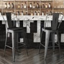 Flash Furniture XU-DG-TP001B-30-PL1B-GG Counter Height Stool w/ 30" Black Wood Seat - Steel, Gray thumbnail 4