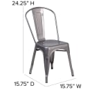 Flash Furniture XU-DG-TP001-GG Stacking Side Chair w/ Vertical Slat Back - Distressed Metal Frame, Silver thumbnail 2