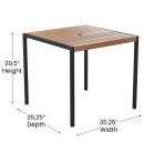Flash Furniture XU-DG-UH8100-GG 35 1/4" Square Patio Table w/ Faux Teak Top - 29 1/2"H, Black Steel Base thumbnail 2
