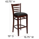 Flash Furniture XU-DGW0005BARLAD-WAL-BLKV-GG Bar Stool w/ Ladder Back & Black Vinyl Seat, Walnut thumbnail 2