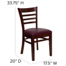 Flash Furniture XU-DGW0005LAD-MAH-BURV-GG Restaurant Chair w/ Ladder Back & Burgundy Vinyl Seat - Beechwood Frame, Mahogany Finish thumbnail 2