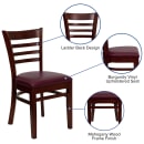 Flash Furniture XU-DGW0005LAD-MAH-BURV-GG Restaurant Chair w/ Ladder Back & Burgundy Vinyl Seat - Beechwood Frame, Mahogany Finish thumbnail 3