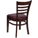 Flash Furniture XU-DGW0005LAD-MAH-BURV-GG Restaurant Chair w/ Ladder Back & Burgundy Vinyl Seat - Beechwood Frame, Mahogany Finish thumbnail 4