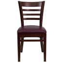 Flash Furniture XU-DGW0005LAD-MAH-BURV-GG Restaurant Chair w/ Ladder Back & Burgundy Vinyl Seat - Beechwood Frame, Mahogany Finish thumbnail 5