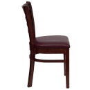 Flash Furniture XU-DGW0005LAD-MAH-BURV-GG Restaurant Chair w/ Ladder Back & Burgundy Vinyl Seat - Beechwood Frame, Mahogany Finish thumbnail 6