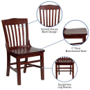 Flash Furniture XU-DG-W0006-MAH-GG Restaurant Chair w/ Schoolhouse Back - Beechwood Frame, Mahogany Finish thumbnail 3
