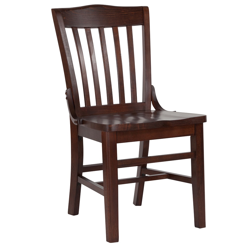 Flash Furniture XU-DG-W0006-WAL-GG Restaurant Chair w/ Schoolhouse Back - Beechwood Frame, Walnut Finish
