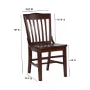 Flash Furniture XU-DG-W0006-WAL-GG Restaurant Chair w/ Schoolhouse Back - Beechwood Frame, Walnut Finish thumbnail 14