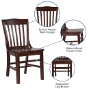 Flash Furniture XU-DG-W0006-WAL-GG Restaurant Chair w/ Schoolhouse Back - Beechwood Frame, Walnut Finish thumbnail 3