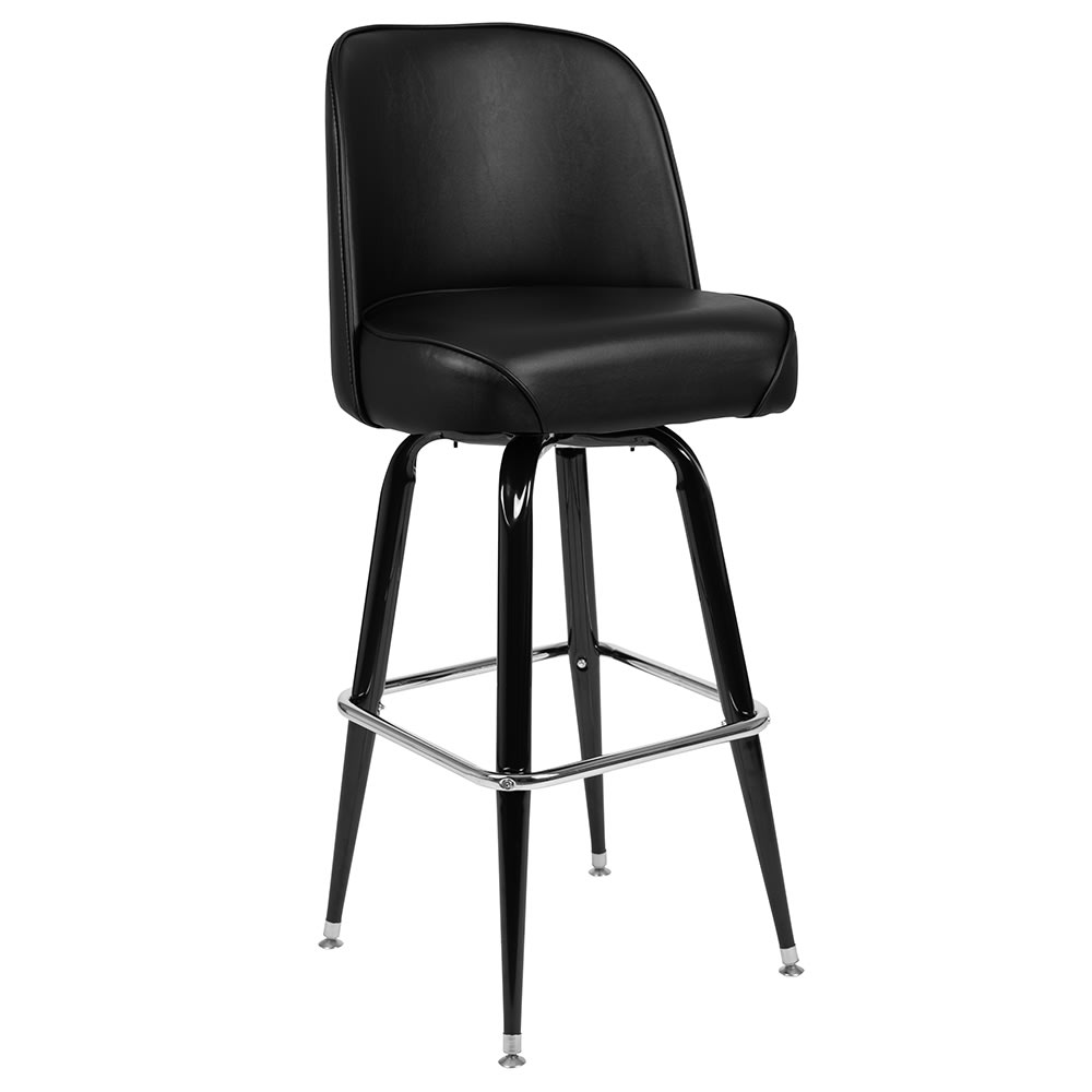 Flash Furniture XU-F-125-GG Bar Stool w/ Black Vinyl Bucket Seat, Black
