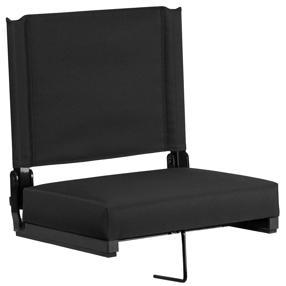 Flash Furniture XU-STA-BK-GG Grandstand Outdoor Folding Stadium Seat - Black Canvas w/ Black Aluminum Frame