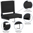 Flash Furniture XU-STA-BK-GG Grandstand Outdoor Folding Stadium Seat - Black Canvas w/ Black Aluminum Frame thumbnail 3