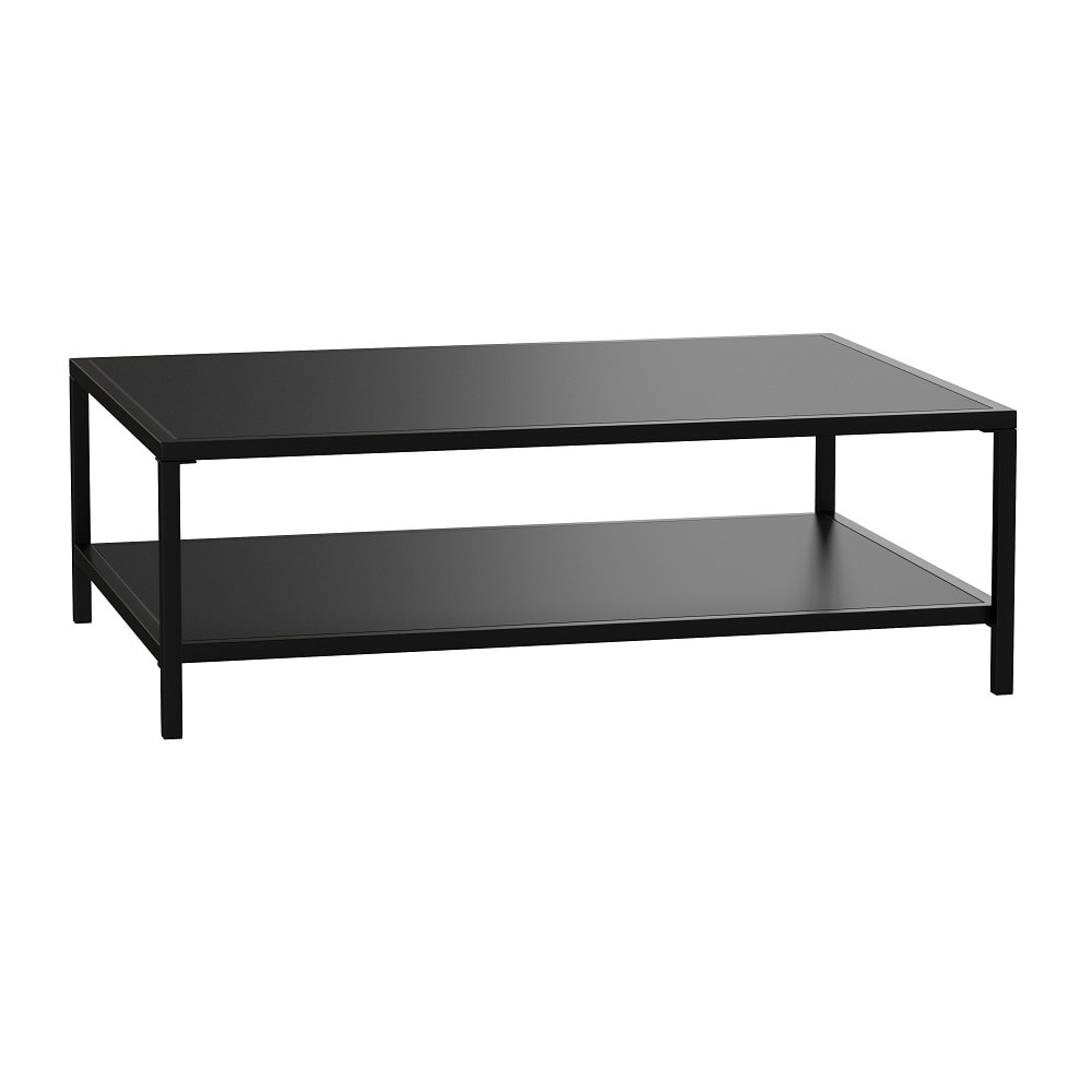 Flash Furniture XU-T6R60USO-2T-BK-GG Rectangular Patio Coffee Table w/ Storage Shelf - 45" x 32", Steel, Black