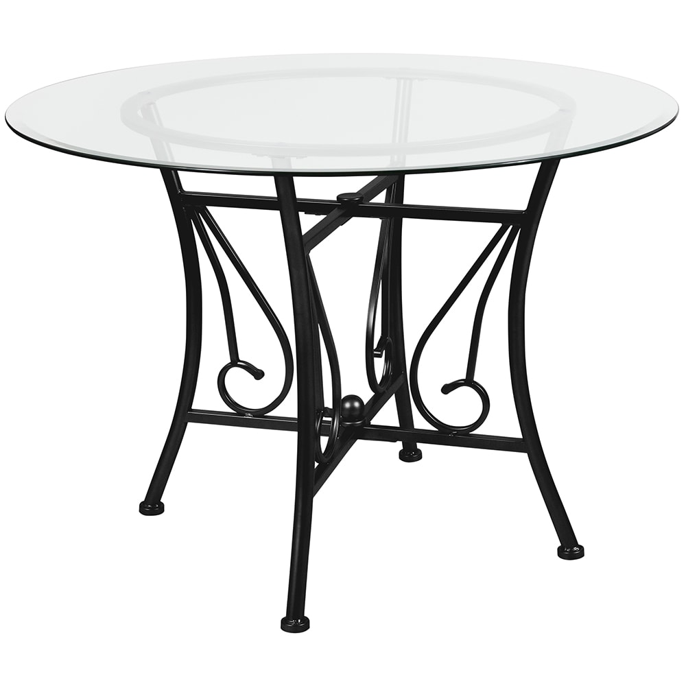 Flash Furniture XU-TBG-18-GG 42" Round Princeton Dining Table w/ Glass Top - 29"H, Metal Frame, Black
