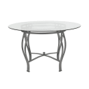 Flash Furniture XU-TBG-22-GG 48" Round Syracuse Dining Table w/ Glass Top - 29 1/2"H, Metal Frame, Silver thumbnail 2