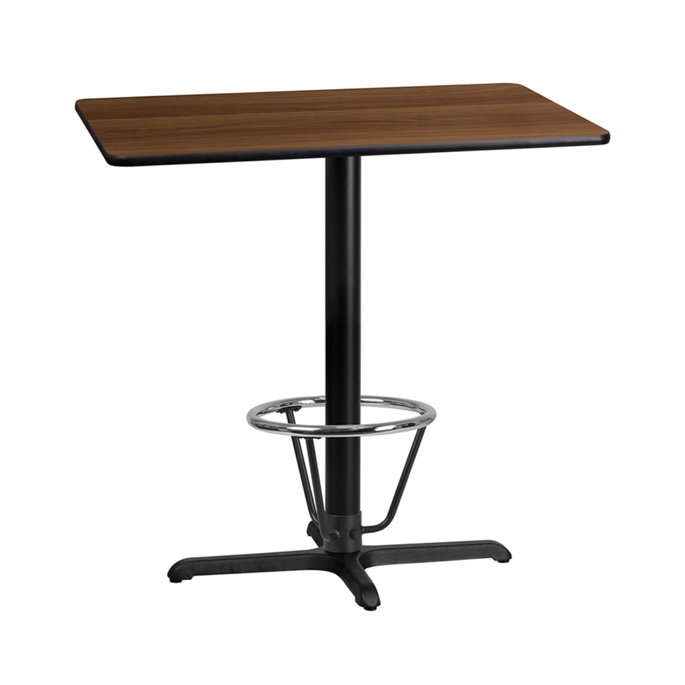 Flash Furniture XU-WALTB-2442-T2230B-3CFR-GG Rectangular Bar Height Table w/ Walnut Laminate Top - 42"W x 24"D x 43 1/8"H, Cast Iron Base