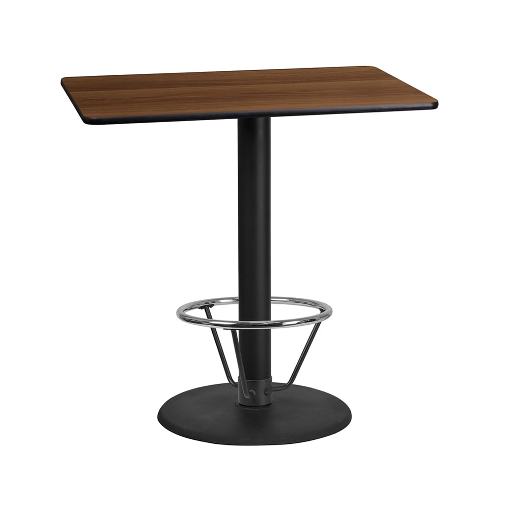 Flash Furniture XU-WALTB-2442-TR24B-4CFR-GG Rectangular Bar Height Table w/ Walnut Laminate Top - 42"W x 24"D x 43 1/8"H, Cast Iron Base
