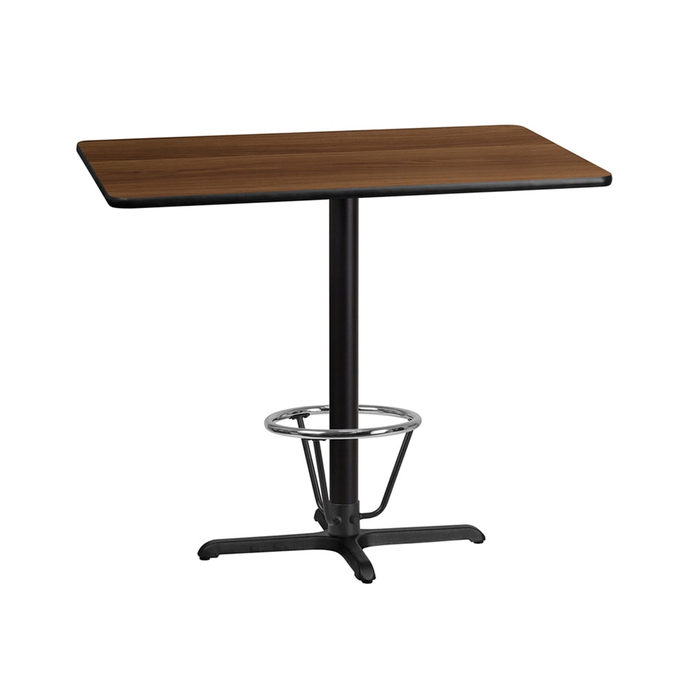 Flash Furniture XU-WALTB-3048-T2230B-3CFR-GG Rectangular Bar Height Table w/ Walnut Laminate Top - 48"W x 30"D x 43 1/8"H, Cast Iron Base