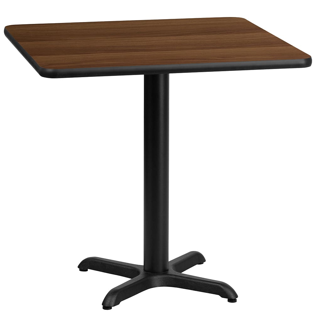 Flash Furniture XU-WALTB-2424-T2222-GG 24" Square Dining Height Table w/ Walnut Laminate Top - Cast Iron Base