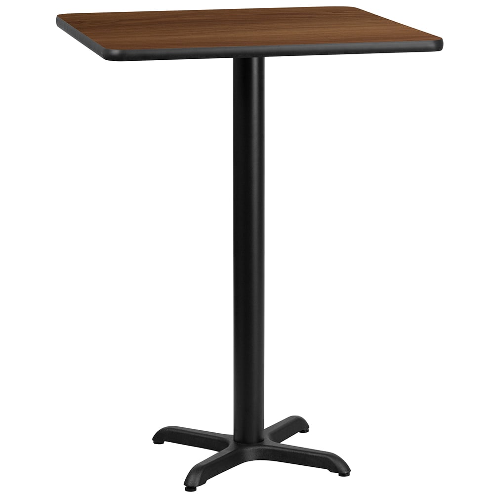 Flash Furniture XU-WALTB-2424-T2222B-GG 24" Square Bar Height Table - Walnut Laminate Top, Cast Iron Base