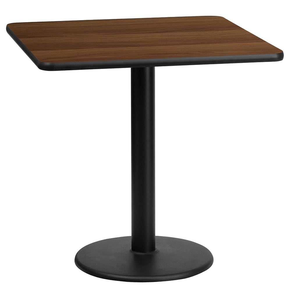 Flash Furniture XU-WALTB-2424-TR18-GG 24" Square Dining Height Table w/ Walnut Laminate Top - Cast Iron Base