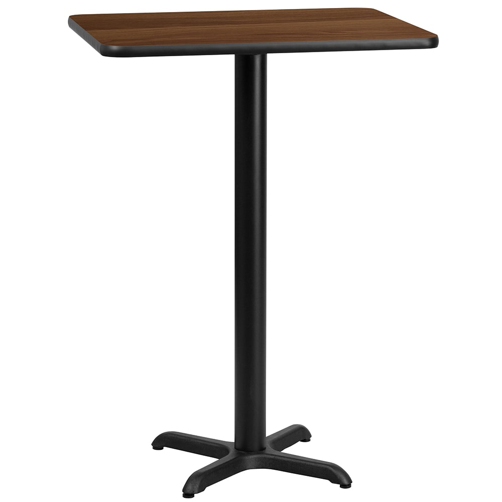 Flash Furniture XU-WALTB-2430-T2222B-GG Rectangular Bar Height Table w/ Walnut Laminate Top - 30"W x 24"D x 43 1/8"H, Cast Iron Base