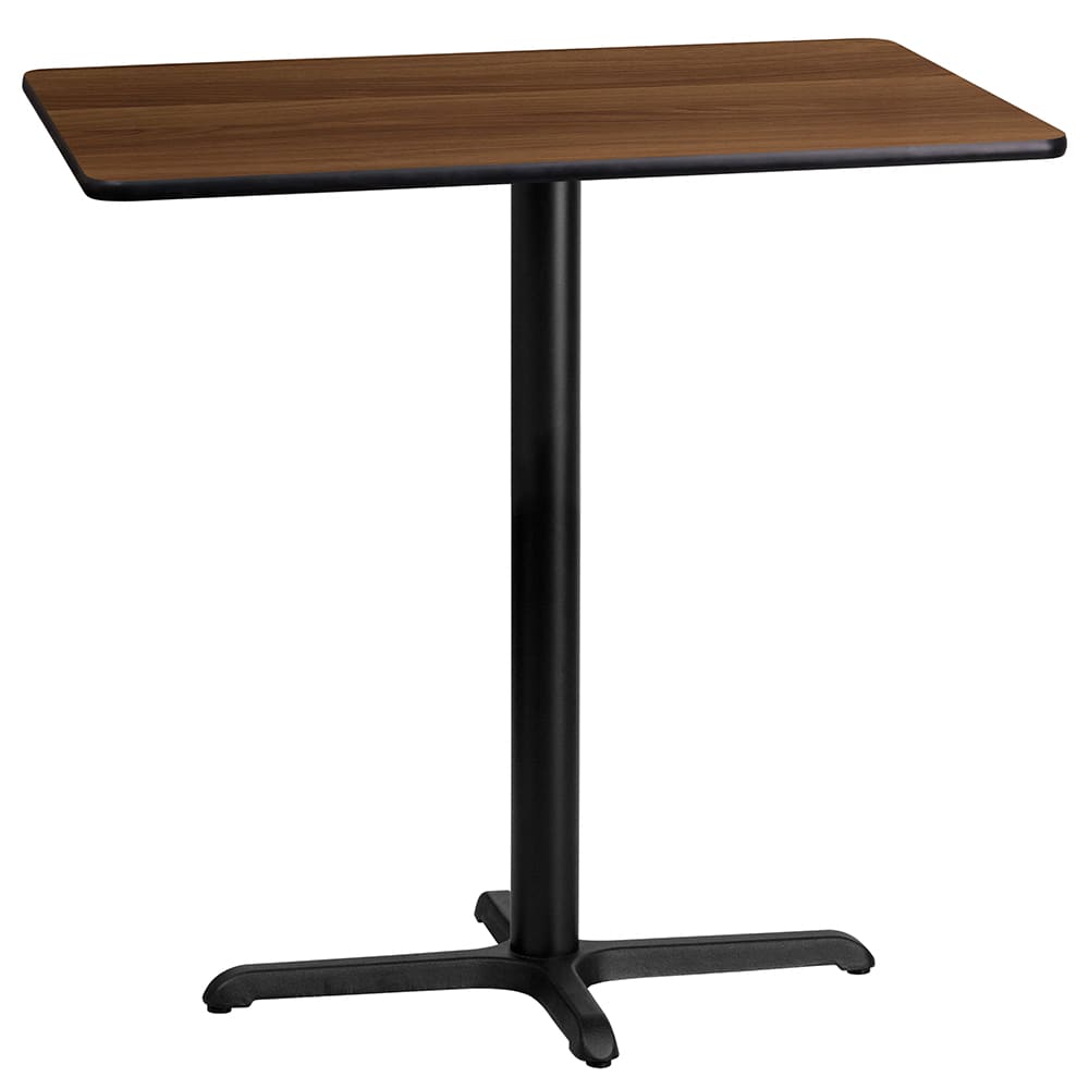 Flash Furniture XU-WALTB-2442-T2230B-GG Rectangular Bar Height Table w/ Walnut Laminate Top - 42"W x 24"D x 43 1/8"H, Cast Iron Base