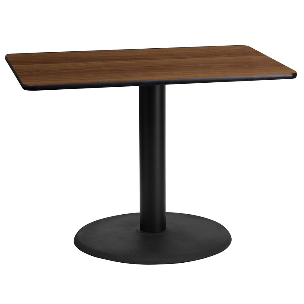 Flash Furniture XU-WALTB-2442-TR24-GG Rectangular Dining Height Table w/ Walnut Laminate Top - 42"W x 24"D, Cast Iron Base