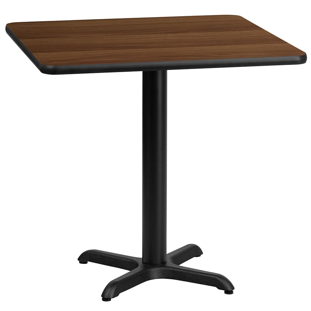Flash Furniture XU-WALTB-3030-T2222-GG 30" Square Dining Height Table w/ Walnut Laminate Top - Cast Iron Base