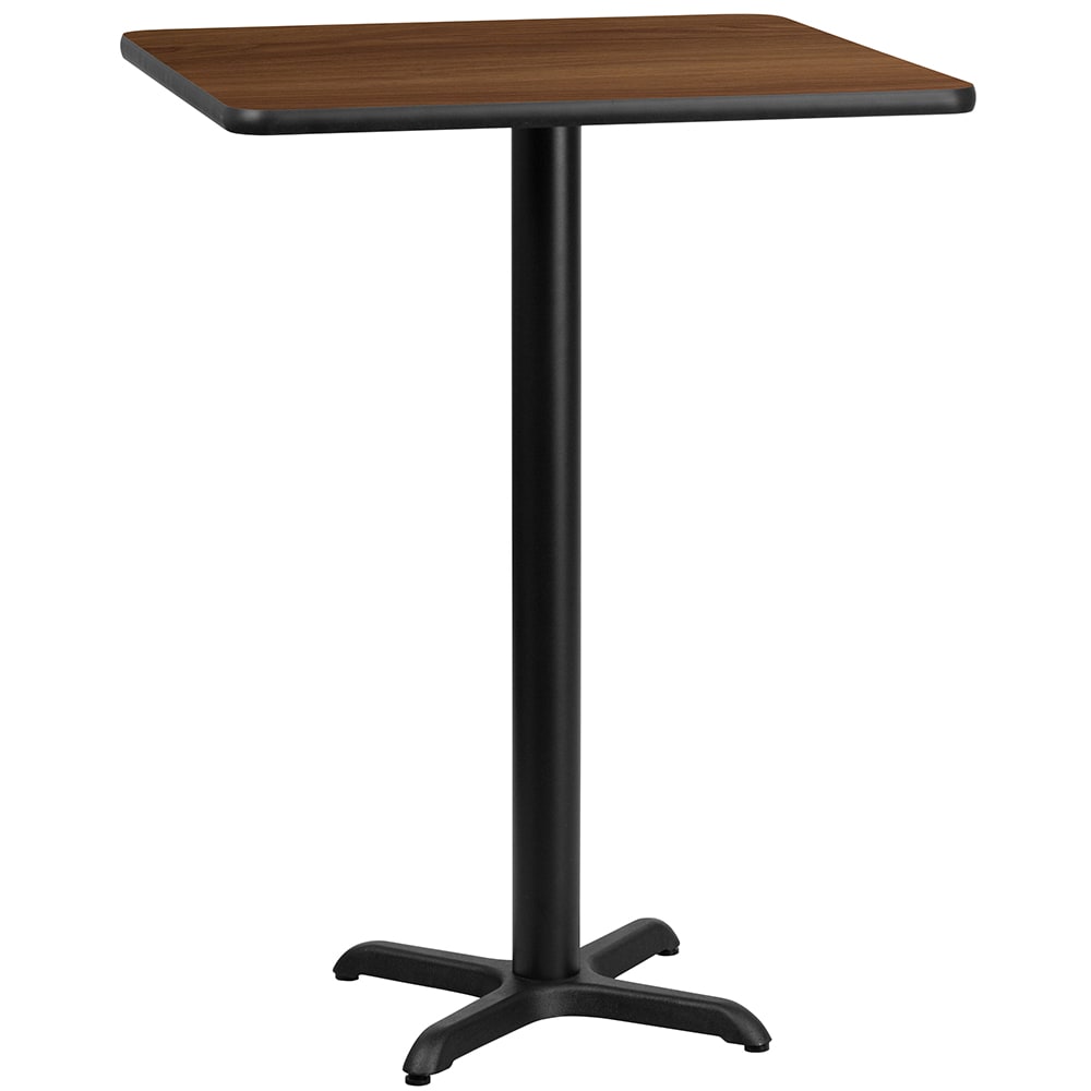 Flash Furniture XU-WALTB-3030-T2222B-GG 30" Square Bar Height Table - Walnut Laminate Top, Cast Iron Base