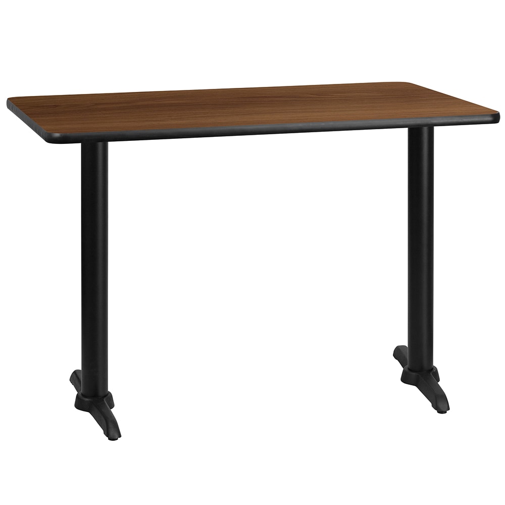 Flash Furniture XU-WALTB-3042-T0522-GG Rectangular Dining Height Table w/ Walnut Laminate Top - 42"W x 30"D, Cast Iron Base