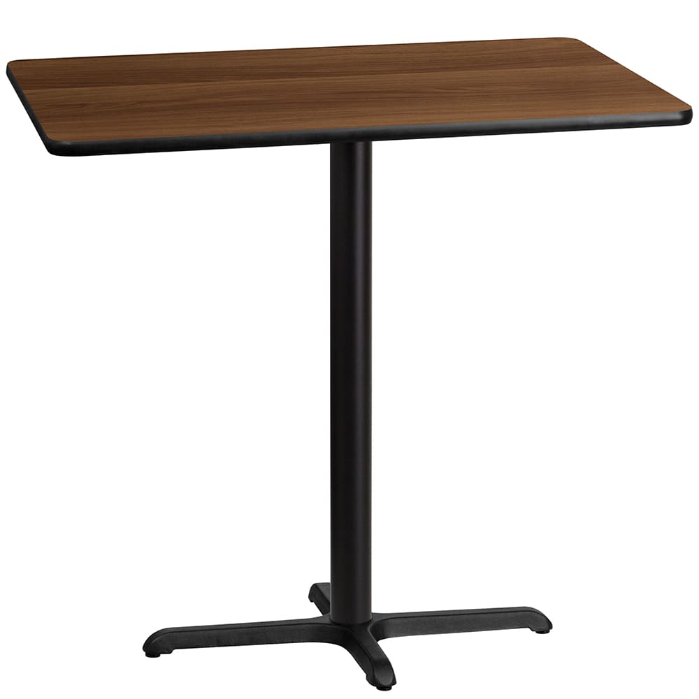 Flash Furniture XU-WALTB-3042-T2230B-GG Rectangular Bar Height Table w/ Walnut Laminate Top - 42"W x 30"D x 43 1/8"H, Cast Iron Base