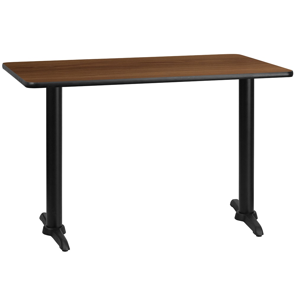 Flash Furniture XU-WALTB-3048-T0522-GG Rectangular Dining Height Table w/ Walnut Laminate Top - 48"W x 30"D, Cast Iron Base