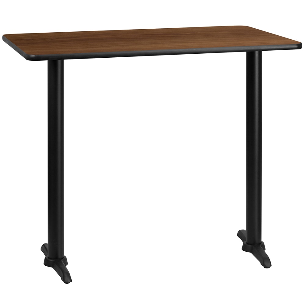 Flash Furniture XU-WALTB-3048-T0522B-GG Rectangular Bar Height Table w/ Walnut Laminate Top - 48"W x 30"D x 43 1/8"H, Cast Iron Base