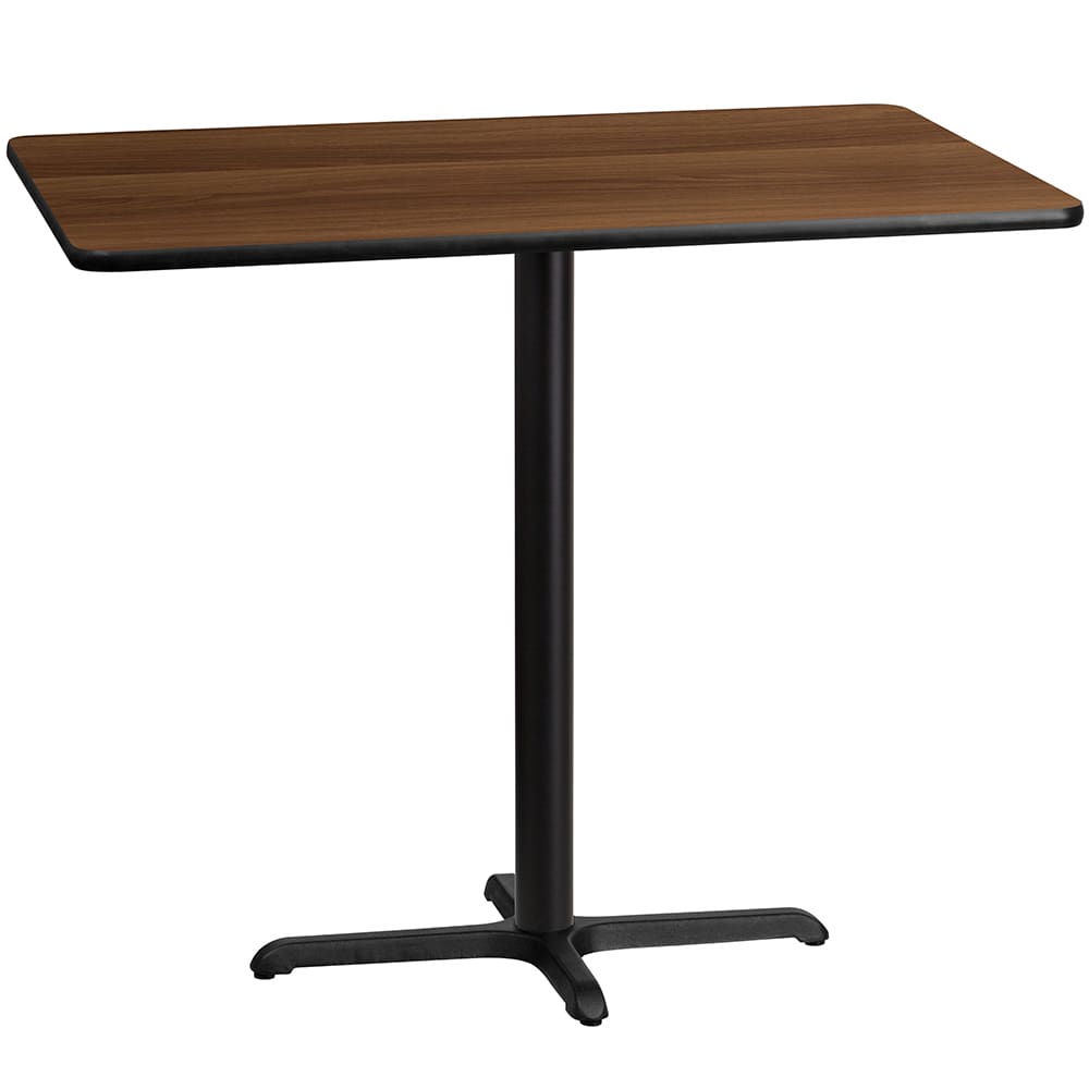 Flash Furniture XU-WALTB-3048-T2230B-GG Rectangular Bar Height Table w/ Walnut Laminate Top - 48"W x 30"D x 43 1/8"H, Cast Iron Base
