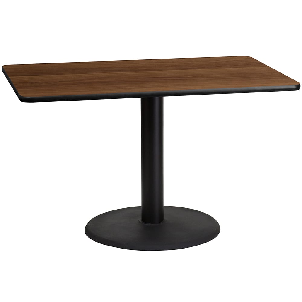 Flash Furniture XU-WALTB-3048-TR24-GG Rectangular Dining Height Table w/ Walnut Laminate Top - 48"W x 30"D, Cast Iron Base