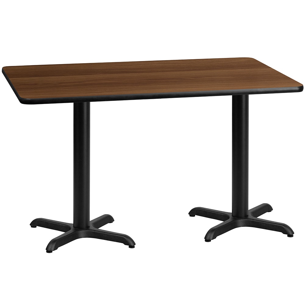 Flash Furniture XU-WALTB-3060-T2222-GG Rectangular Dining Height Table w/ Walnut Laminate Top - 60"W x 30"D, Cast Iron Base