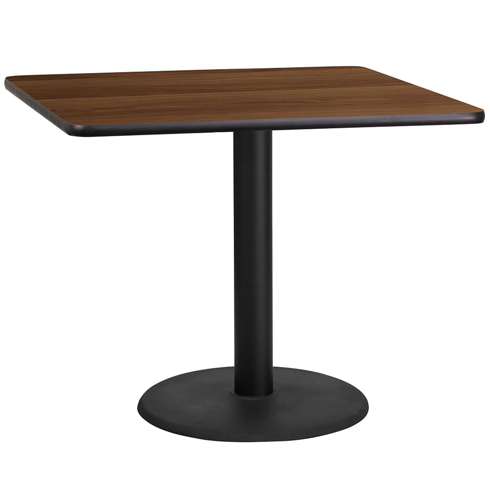 Flash Furniture XU-WALTB-3636-TR24-GG 36" Square Dining Height Table w/ Walnut Laminate Top - Cast Iron Base