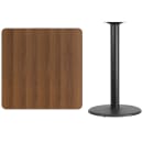 Flash Furniture XU-WALTB-3636-TR24B-GG 36" Square Bar Height Table - Walnut Laminate Top, Cast Iron Base thumbnail 2