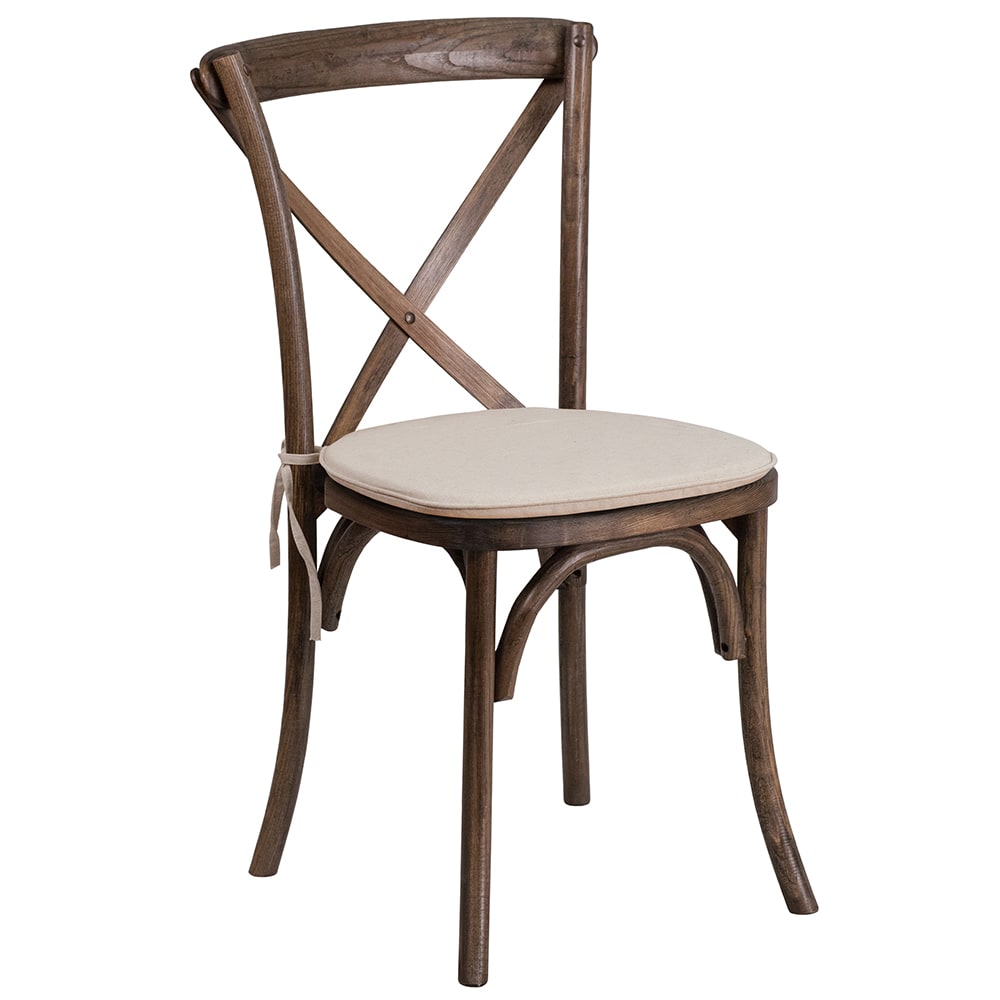 Flash Furniture XU-X-EA-NTC-GG Stacking Chair w/ Cross Back & Natural Cushion - Ash Wood Frame, Early American Finish