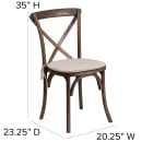 Flash Furniture XU-X-EA-NTC-GG Stacking Chair w/ Cross Back & Natural Cushion - Ash Wood Frame, Early American Finish thumbnail 2