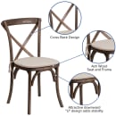 Flash Furniture XU-X-EA-NTC-GG Stacking Chair w/ Cross Back & Natural Cushion - Ash Wood Frame, Early American Finish thumbnail 3